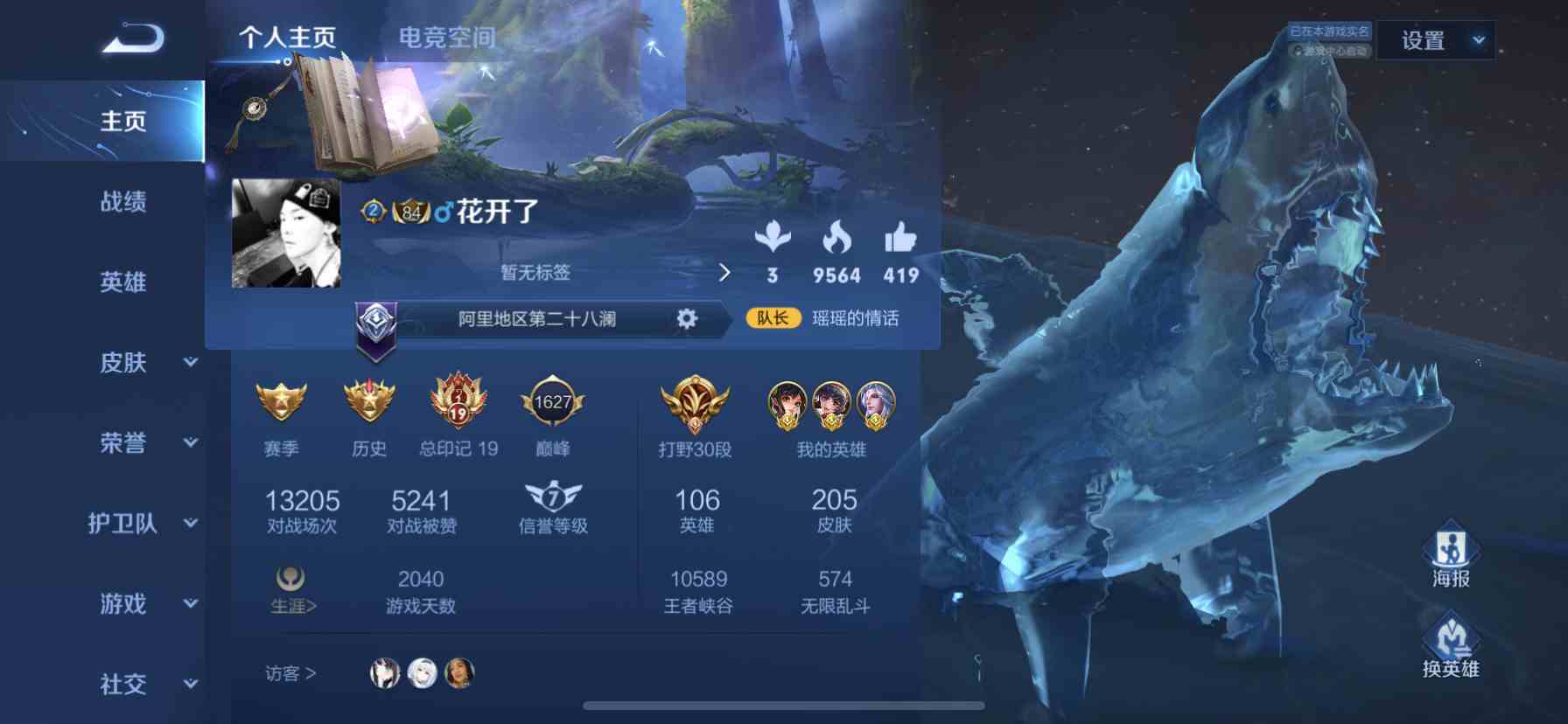 澜省标王者26巅峰1800满英雄满符文206个皮肤个皮肤带妹妹爽到嗨